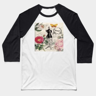 french country rose floral modern vintage dress mannequin paris fashion Baseball T-Shirt